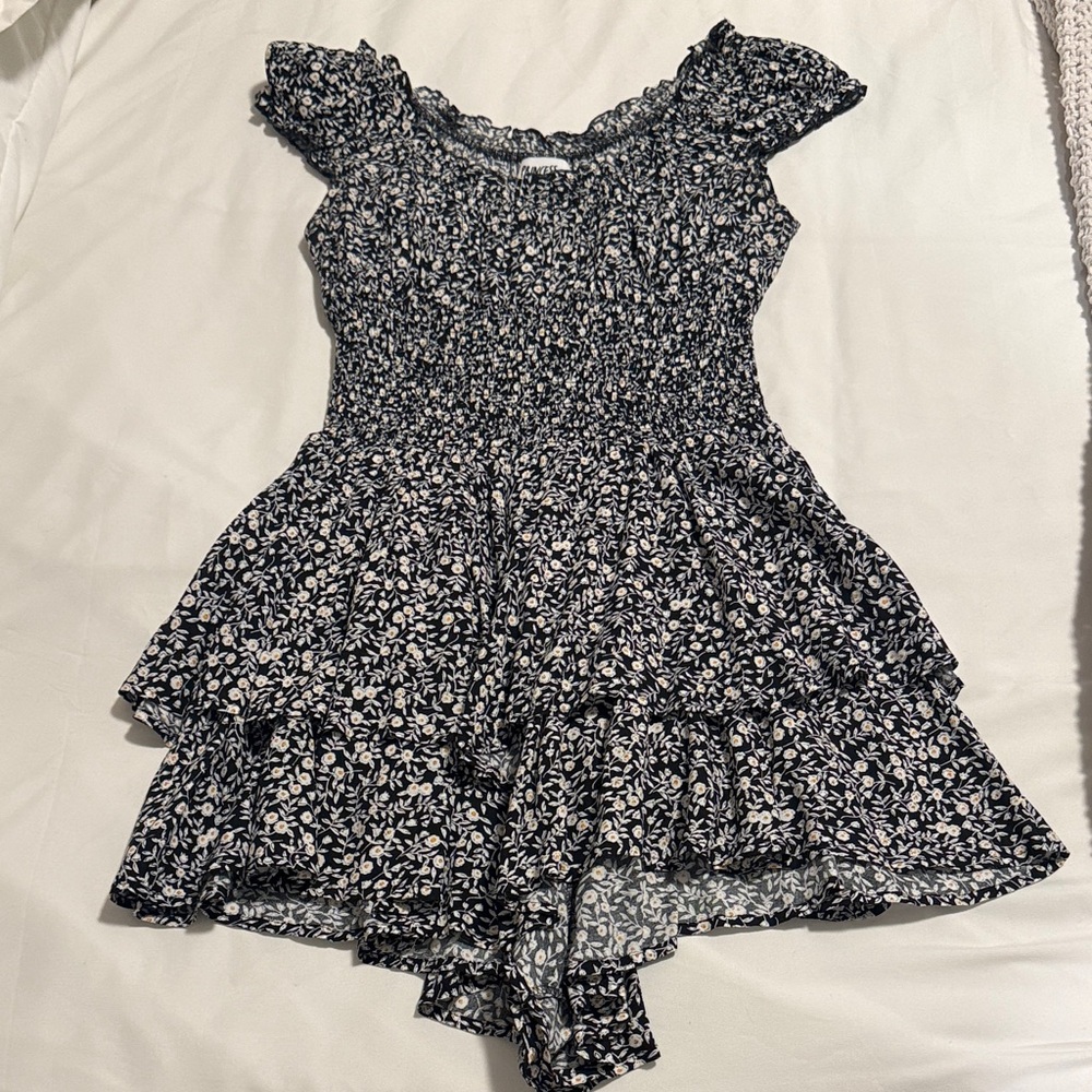 Princess Polly Black Floral Smocked Romper. Perfect condition, worn once!